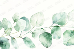 Eucalyptus Leaves Watercolor Botanical Background Product Image 1