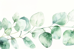 Watercolor painting of eucalyptus leaves on white background Product Image 1