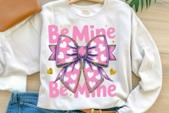 Be Mine Valentine Bow PNG | Pink Heart Bow Sublimation Product Image 1