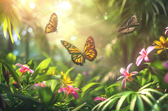 Tropical Sun-Drenched Butterfly Garden Background Product Image 1