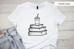 Hand Drawn Books Stack With Coffee Cup SVG Product Image 5