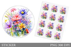 Flowers Sticker Design. Wildflowers Sticker Template Product Image 1