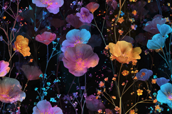 Vibrant Neon Floral Bloom Illustration Background Product Image 1