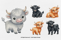 15 Bundle Watercolor Highland Buffalo Horn Farm Sticker Product Image 5
