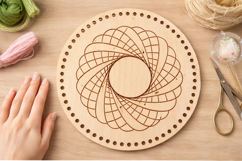 12 inch round basket base with spirograph engraving digital Product Image 4