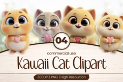Cute Kawaii Kitten Hearts Clipart Sublimation PNG Product Image 1