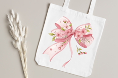 Pastel Pink Cherry Blossom Coquette Bow Clipart Product Image 4