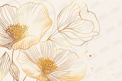Golden Floral Line Art Botanical Background Product Image 1
