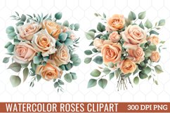 Watercolor Roses Clipart Pastel Flowers, Watercolor Clipart Product Image 1