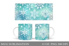 Snowflakes Mug Sublimation. Christmas Mug Design Product Image 1