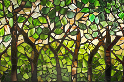 Stained Glass Forest Mosaic Background Product Image 1