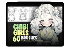 60 Procreate Chibi Girls Stamp Brushes Product Image 1