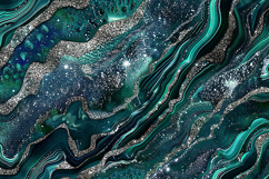 Swirling teal and silver patterns on a dark background Product Image 1