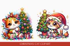 Watercolor Christmas Cat clipart, Cat Sublimation bundle Product Image 3
