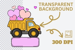Glitter Dump Truck with Hearts PNG Product Image 3