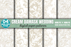Cream Damask Wedding Digital Paper Background PNG Product Image 1