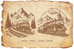 Vintage Steam Train Vector Illustration Product Image 5
