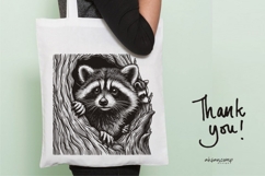 Adorable Raccoon Line Art Engraving Wildlife Vector Product Image 5