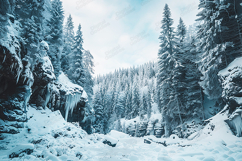 Winter Wonderland Snowy Pine Forest Background Product Image 1