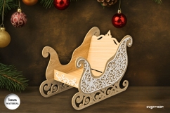 3D Santa Sleigh Laser Cut | Candy Dish | SVG Product Image 4