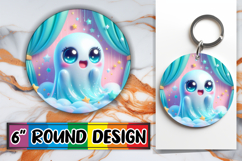 Joyful Sublimation Circle Designs PNG, 3D Cute Ghost Product Image 1