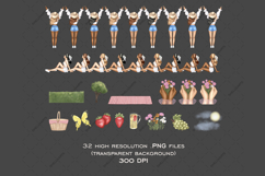 Summer picnic in park clipart, Summer girl PNG bundle flower Product Image 2