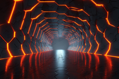 Futuristic Hexagonal Tunnel Sci-Fi Background Product Image 1