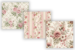 Romantic Toile Digital Paper Pack, Vintage Floral Toile Product Image 5