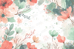 Watercolor Floral and Eucalyptus Frame Background Product Image 1