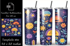 Boho Flowers 20 oz Tumbler Wrap Sublimation Product Image 1