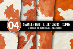 Orange Cowhide Fur Digital Paper Product Image 1