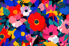 Vibrant Abstract Floral Pattern with Bold Colorful Flowers Product Image 1