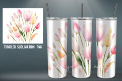 Watercolor Tulipa Tumbler Wrap Sublimation Designs |PNG Product Image 5