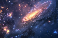 Vibrant Spiral Galaxy and Deep Space Nebula Background Product Image 1