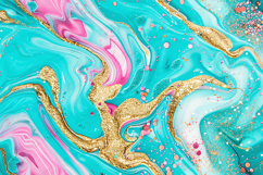 Teal and Pink Glitter Liquid Marble Background Product Image 1