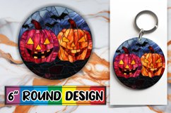 Elegant Stained Glass Halloween Round Design Sublimation Product Image 1