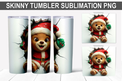 Christmas Bear Tumbler Wrap PNG - Festive Bear Design Product Image 1
