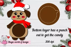 Dog in a Santa hat candy dome, svg, paper cut template Product Image 4