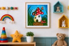 Cross stitch mushroom house pattern, fantasy amanita home Product Image 5