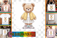 Cheerful TSHIRT Art PNG, Teddy Bear Product Image 1