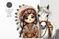 Native Americans, Girl clipart, Horse clipart Product Image 1