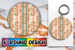Unique Sublimation Round Ornaments PNG, Gold Flower Product Image 1