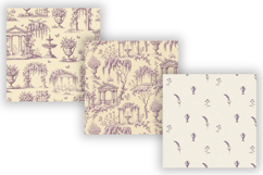Lavender Purple Toile Digital Paper, Seamless Floral Pattern Product Image 5
