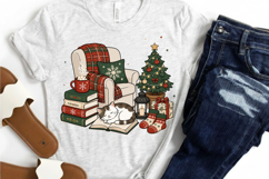 Cozy Christmas Cat PNG Clipart, Sleeping Cat on Book Product Image 4