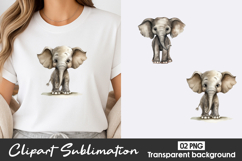 Cute Elephant Watercolor Clipart PNG Product Image 1