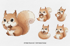 15 Bundle Watercolor Kids Squirrel Burrow Rodent Nut Small Product Image 5