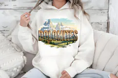 Dolomites PNG, Vintage Italy Mountain Alps Sublimation Product Image 6