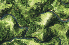 Aerial Topographic Forest and River Landscape Background Product Image 1