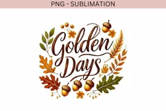 Golden Days Autumn Leaves PNG, Retro Fall Vibes Sublimation Product Image 4