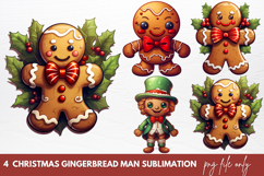 Christmas Gingerbread Man Sublimation Clipart Product Image 1